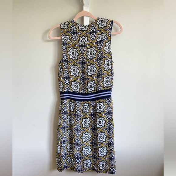 Casual Blue and Brown V-neck Sleeveless Midi Sundress - Picture 3 of 3